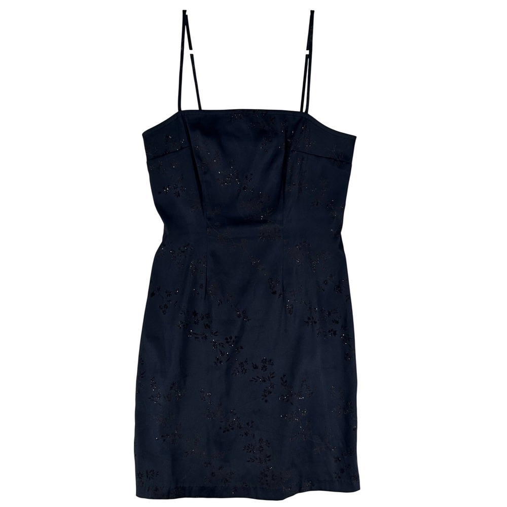 My Michelle Navy Blue Cocktail Dress Black Floral Accent Women's Size 8